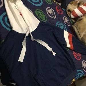 Blue,red, and white Hoodie (tommy style)